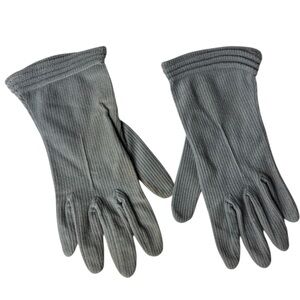 Vintage Gray Gloves Thin Corduroy Small 6.5 100% Nylon